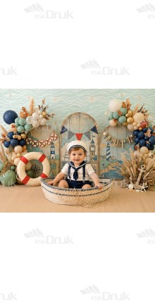 Tło fotograficzne „Morska przygoda – latarnia i statek” | UB_864